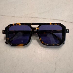 I-SEA x Anthropologie Tortoise Sunglasses with Deep Blue Lenses